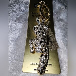 Natasha Couture✨️ Sparkling Gold and Black Leopard Keychain/ Bag Charm✨️